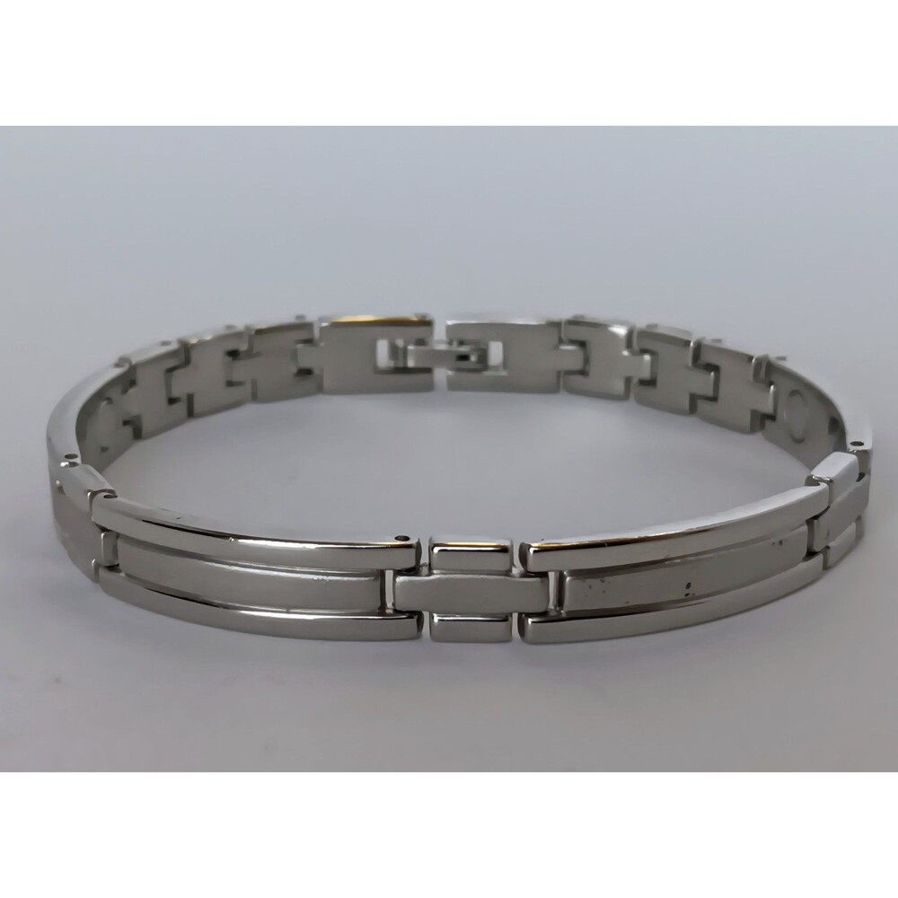 Unisex Silvertone Magnetic Therapy Bracelet 8 in